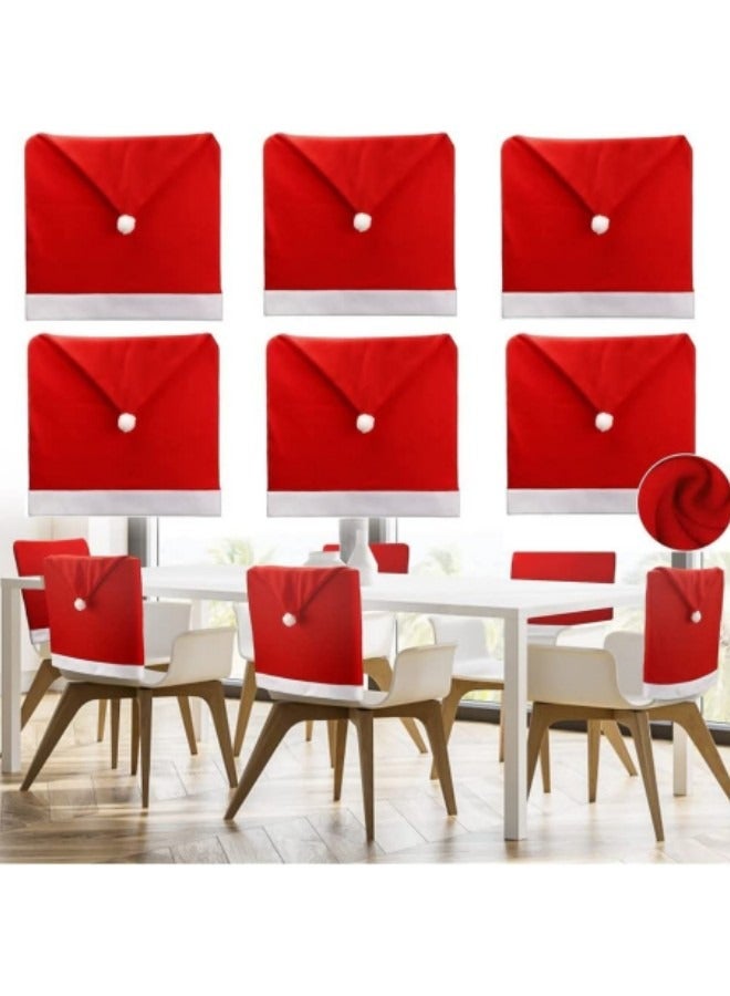 GGEROU Chair Covers Set of 6, Santa Hat Chair Back Covers - Image 1