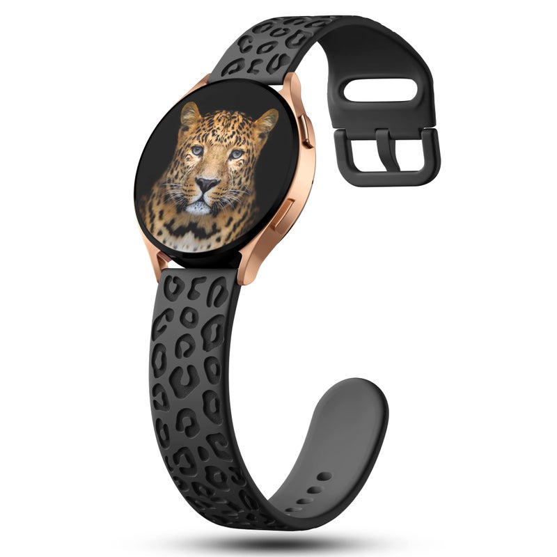 IKANFI 6Pack Engraved Band Compatible with Samsung Galaxy Watch 5 Band/Galaxy Watch 4 Bands/Galaxy Watch 3 Bands/Active 2 Watch Bands,20mm Leopard Silicone Sport Strap Replacement for Women Men- - Image 2