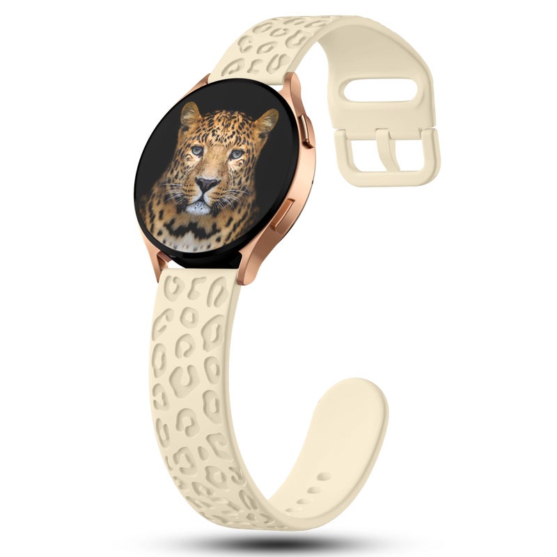 IKANFI 6Pack Engraved Band Compatible with Samsung Galaxy Watch 5 Band/Galaxy Watch 4 Bands/Galaxy Watch 3 Bands/Active 2 Watch Bands,20mm Leopard Silicone Sport Strap Replacement for Women Men- - Image 5
