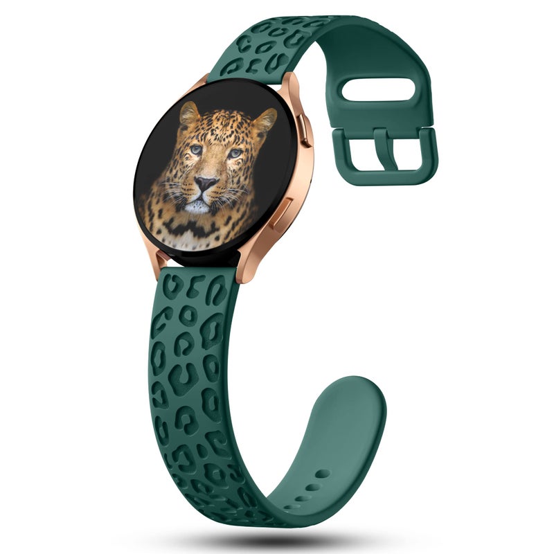 IKANFI 6Pack Engraved Band Compatible with Samsung Galaxy Watch 5 Band/Galaxy Watch 4 Bands/Galaxy Watch 3 Bands/Active 2 Watch Bands,20mm Leopard Silicone Sport Strap Replacement for Women Men- - Image 3