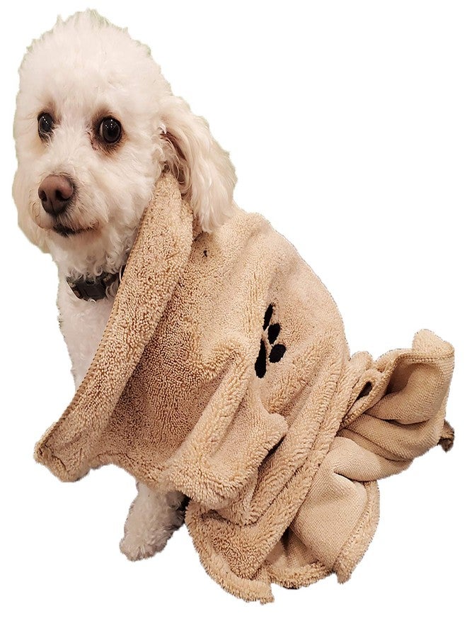 Zelica Dog Bath Drying Towels | Super Absorbent Shower Towels for Small Pet Dogs | Cute Light Brown Dog Towel | 34” x 25” (2 Pack) - Image 3