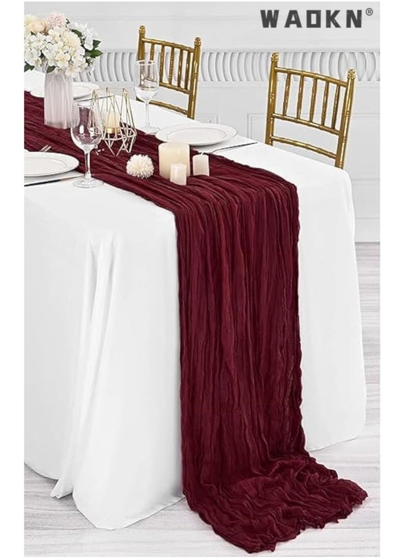 WAOKN Cheesecloth Table Runner 35 x 118 Inch Gauze Tablecloth Boho Wedding Decor 10 Ft Rustic Wedding Decorations Vintage Table Centerpieces for Wedding Reception Bridal Shower Birthday  - Image 1