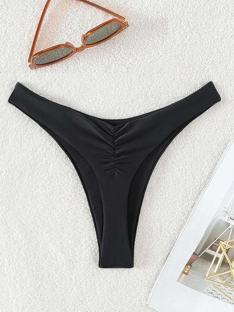 SherryDC Womenâ€™s Cheeky Thong Brazilian Bikini Bottoms Sexy High Cut Leg Swimsuit Bottom Ruched Butt Bathing Suit Briefs - Image 3