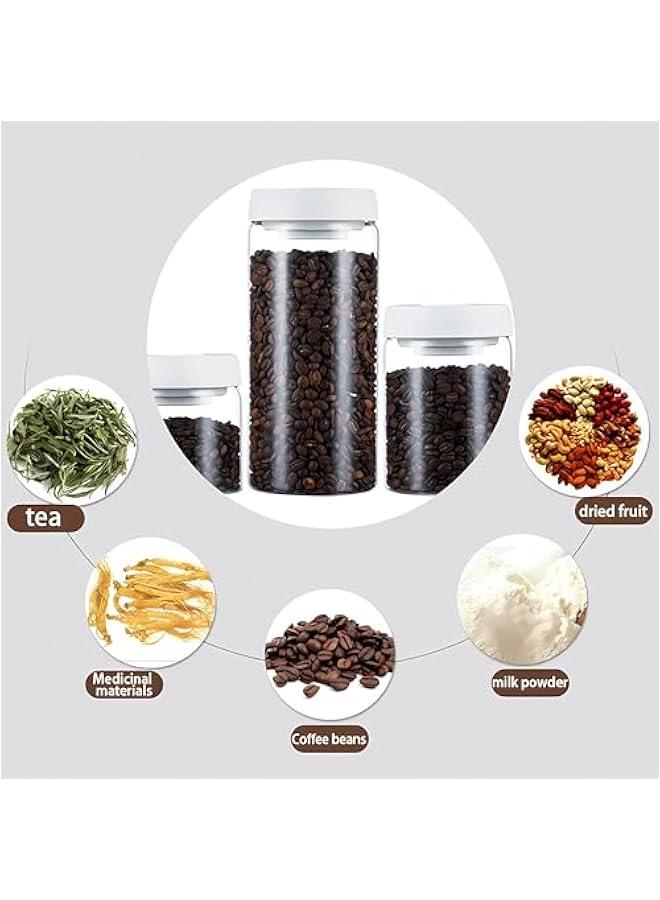 HOOKOR Durku Vacuum Glass Jars with Airtight Lid,Borosilicate Glass Coffee Canister Container, Easy to Operate,Perfect for Coffee Grounds,Beans,Loose Tea,Candy,Sugar,Nuts,Spice (White-1200ml) - Image 2