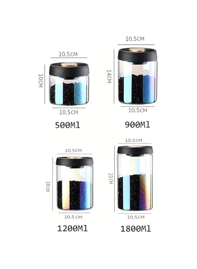 HOOKOR Durku Vacuum Glass Jars with Airtight Lid,Borosilicate Glass Coffee Canister Container, Easy to Operate,Perfect for Coffee Grounds,Beans,Loose Tea,Candy,Sugar,Nuts,Spice (White-1200ml) - Image 3