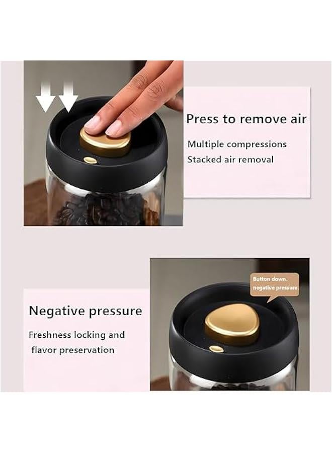 HOOKOR Durku Vacuum Glass Jars with Airtight Lid,Borosilicate Glass Coffee Canister Container, Easy to Operate,Perfect for Coffee Grounds,Beans,Loose Tea,Candy,Sugar,Nuts,Spice (White-1200ml) - Image 5