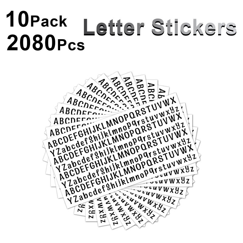 Dvobez 10 Sheet Small Letter Stickers, 1/2 Inch Self Adhesive Alphabet Stickers, Cute Vinyl Letter Stickers for Arts Crafts Outdoor Sign Poster Windows Doors Mailboxes Car Truck - Black - Image 3