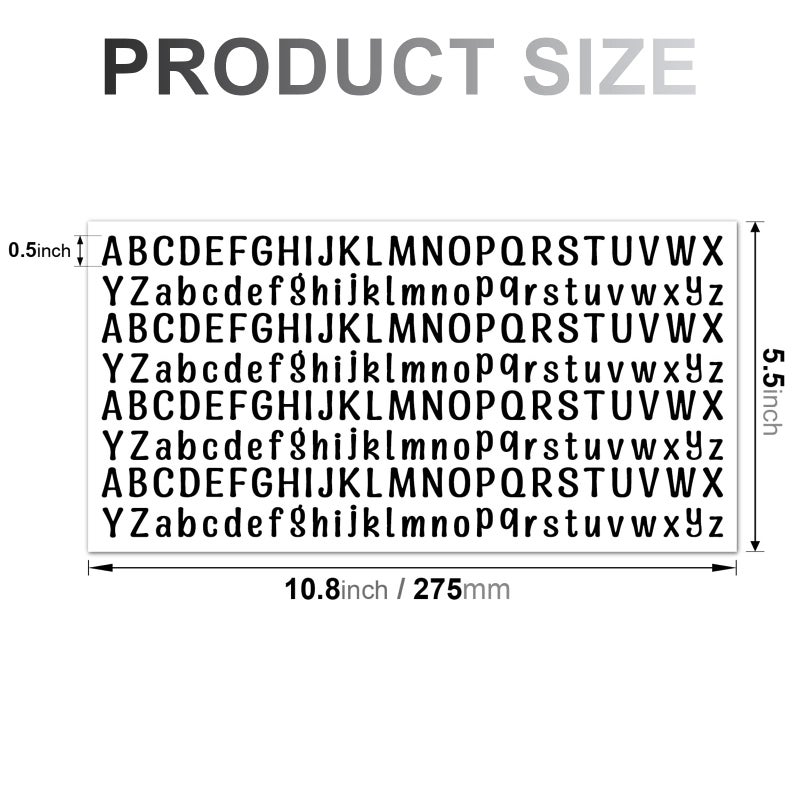 Dvobez 10 Sheet Small Letter Stickers, 1/2 Inch Self Adhesive Alphabet Stickers, Cute Vinyl Letter Stickers for Arts Crafts Outdoor Sign Poster Windows Doors Mailboxes Car Truck - Black - Image 2