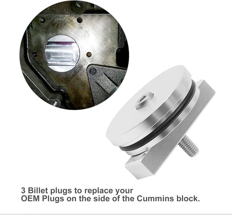 DUZFOREI 3PCS Billet Aluminum Freeze Plug Kit for Cummins Dodge Turbo Diesel 5.9L 12v/24v (1989-2007) - Image 2