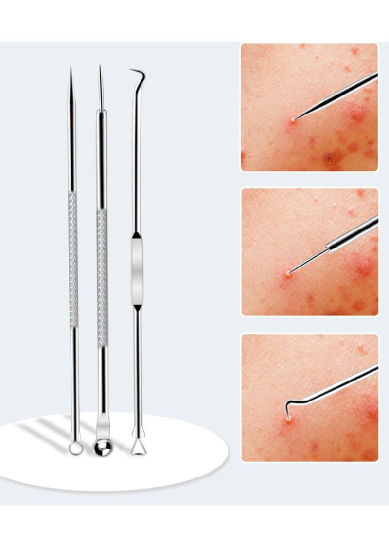 Furtey 8-Piece with Case and Mirror, Stainless Steel Pedicure Blackhead Acne Tweezers, Cell Tweezer, Facial Care Skin Tools Set Remove Blackhead, Reduce Acne  - Image 5