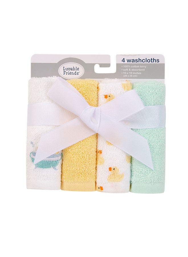 hudson baby Washcloths 4 Piece Woven Terry Duck - Image 2