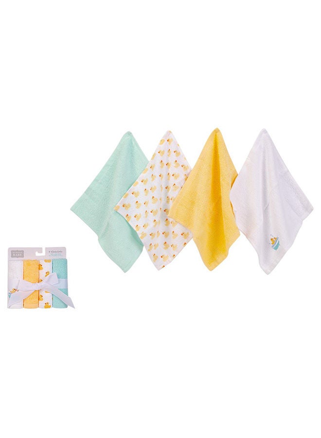 hudson baby Washcloths 4 Piece Woven Terry Duck - Image 1