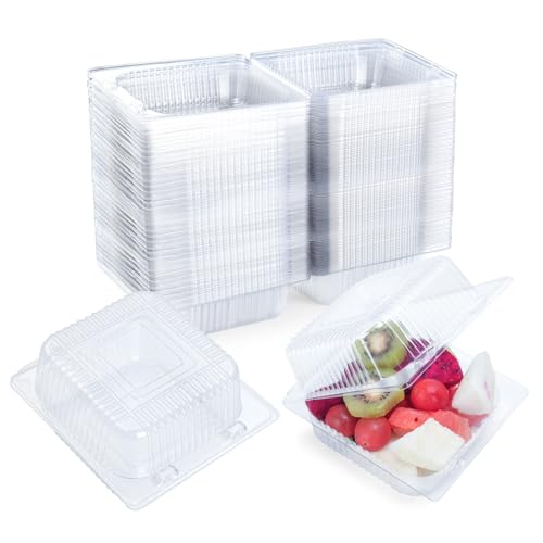 Evnlo 100 Count Clear Plastic Containers with Lids for Food, Thickened Disposable Sandwich Containers Clamshell Boxes for Cake Slice, Dessert, Hamburger, Salad, Pastry, Fruits, Takeout Tray - Image 1