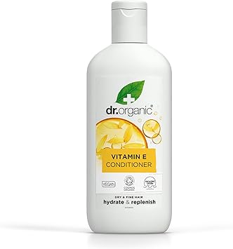dr.organic بلسم دكتور أورجانيك فيتامين E لترطيب الشعر الجاف والرفيع طبيعي نباتي خالي من القسوة خالي من البارابين وخالي من SLS معبأ في بلاستيك معاد تدويره معتمد عضوي 265 مل قد يختلف التعبئة والتغليف - Image 1