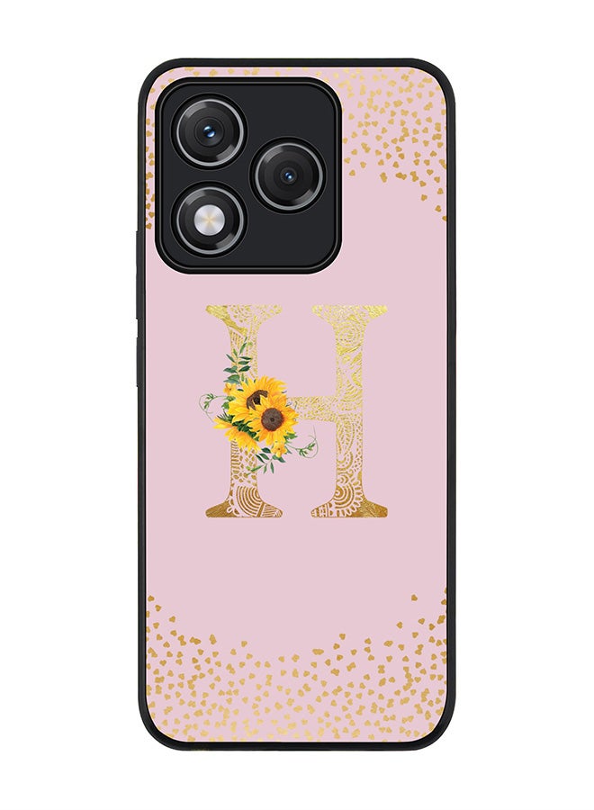Stylizedd For Honor 400 Lite Case,Slim fit Camera Protection, Shockproof Thin Phone cover  - Custom Floral Monogram - H  (Pink )