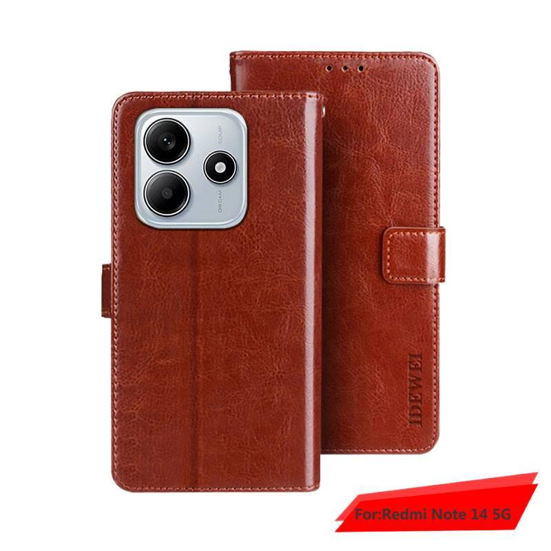 غطاء واقي بملمس جلد لـ Redmi Note 14 مع حامل بطاقات وحماية من السقوط مع مقاوم للصدمات مع حامل قائم مع مغناطيس قوي باللون أزرق مغناطيسي بوظيفة حامل باللون الأزرق باللون الأحمر - Image 2