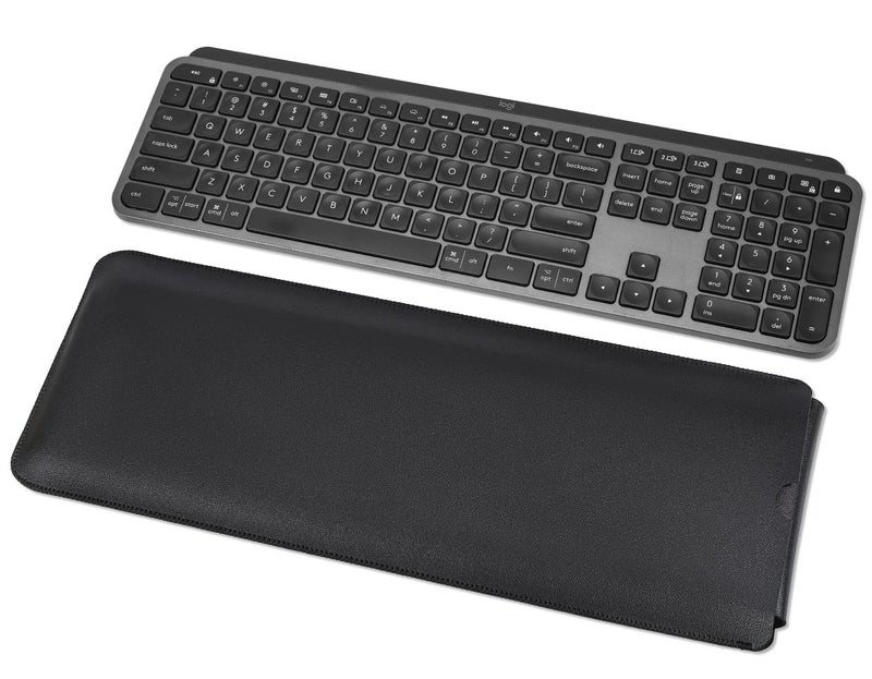 CASEDAO حافظة لوحة مفاتيح من جلد PU ل Logitech MX Keys المتقدم/لوحة المفاتيح الميكانيكية، حقيبة سفر - سوداء - Image 1