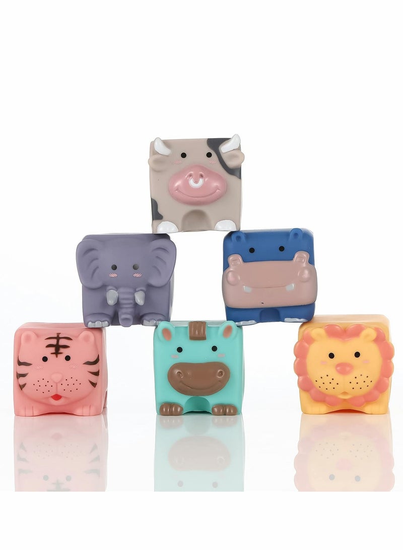 Y&D Soft Baby Blocks 6 to 12 Months and Up, Pcs Sensory baby stacking toys Babies Bath Toy, Infant Stacking Cup, Building for Boys& Girls Teething Toy Play, Activity Gym, Animal Squeeze Block Se - Image 4