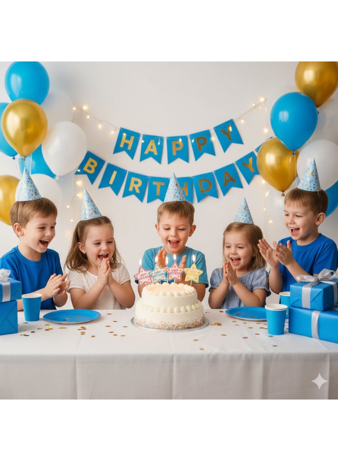 Toyland Assorted Colour Star-Shaped “Happy Birthday” Glitter Candle - Image 3