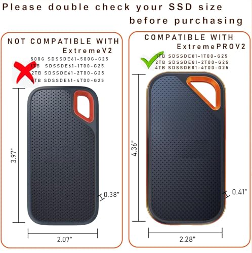 LEFXMOPHY غطاء استبدال LEFXMOPHY Extreme Pro لجهاز SanDisk E81 1TB 2TB 4TB SSD محمول - يصل إلى 2000MB/s V2 الجيل الجديد غلاف سيليكون ناعم واقي (لا يناسب E61) أسود - Image 4