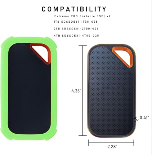LEFXMOPHY غطاء استبدال LEFXMOPHY Extreme Pro لجهاز SanDisk E81 1TB 2TB 4TB SSD محمول - يصل إلى 2000MB/s V2 الجيل الجديد غلاف سيليكون ناعم واقي (لا يناسب E61) أسود - Image 2
