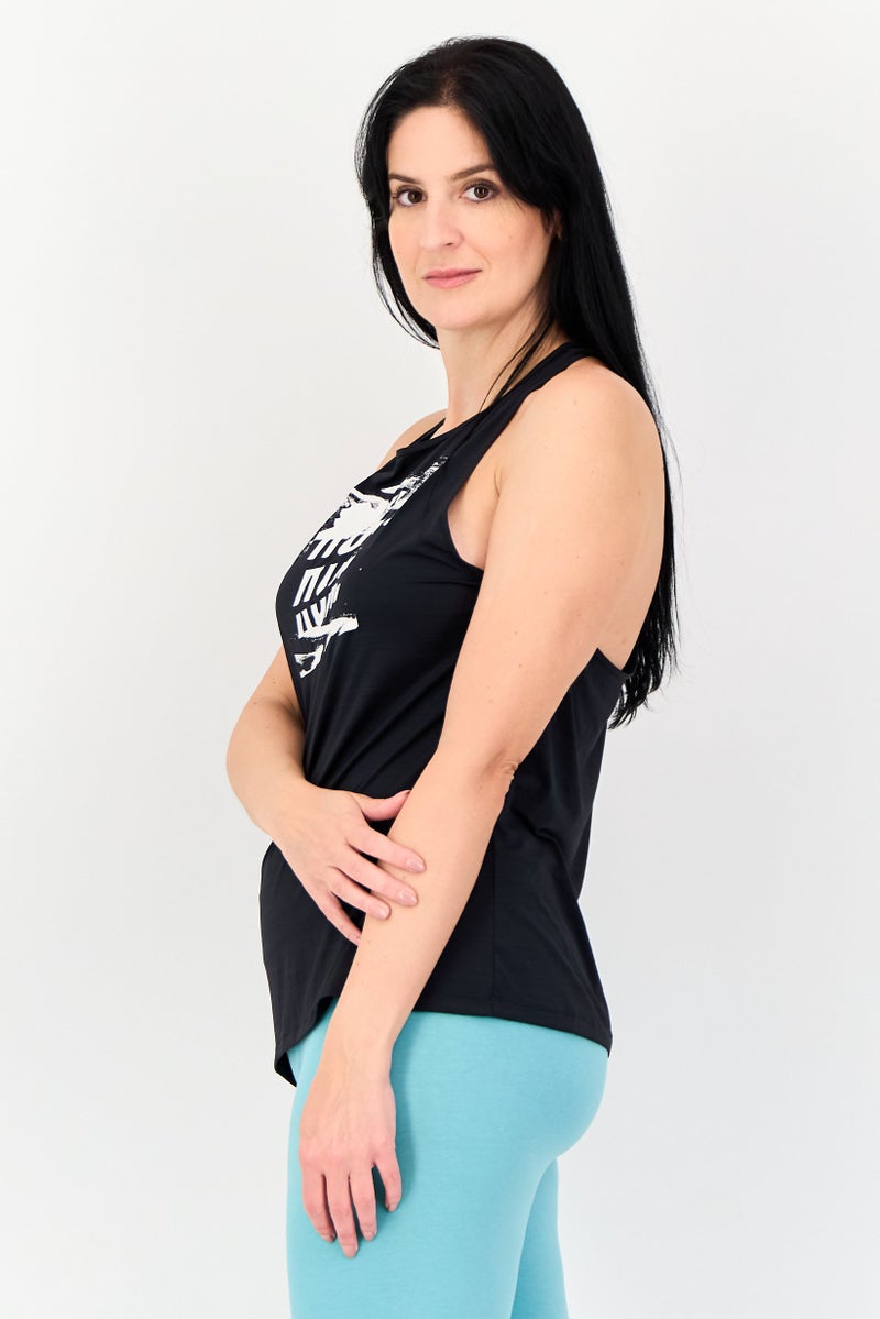 Reebok تي شيرت رياضي نسائي بلا أكمام للجري، أسود - Image 2