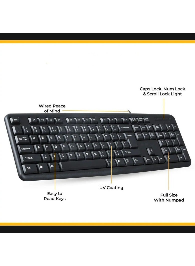 Wired Business Keyboard For Windows Or Linux, Usb Plug And Play, Full Size, Spill Resistant, Curved Space Bar, Pc / Laptop, Us International Layout Black - Image 3