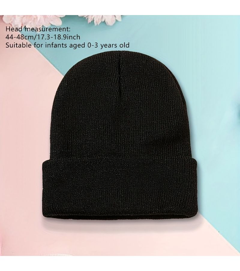 Beige Baby Knitted Hat Autumn Winter Warm Newborn 0-6M Soft Comfortable Toddler Bonnet - Image 4