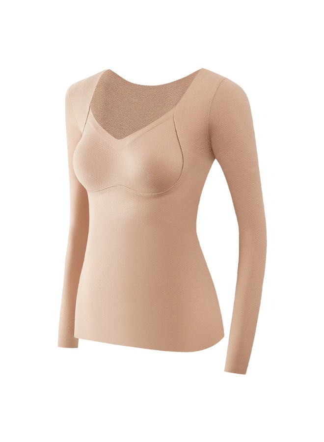 NIBEMINENT V Neck Thermal Tops for Women Fleece Lined Shirt Long Sleeve Base Layer Casual Winter Fall Thermal Shirts - Image 1