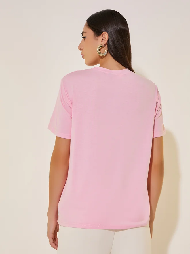 Take Two Take Two Floral Embroidery Detail Short Sleeves T-Shirt