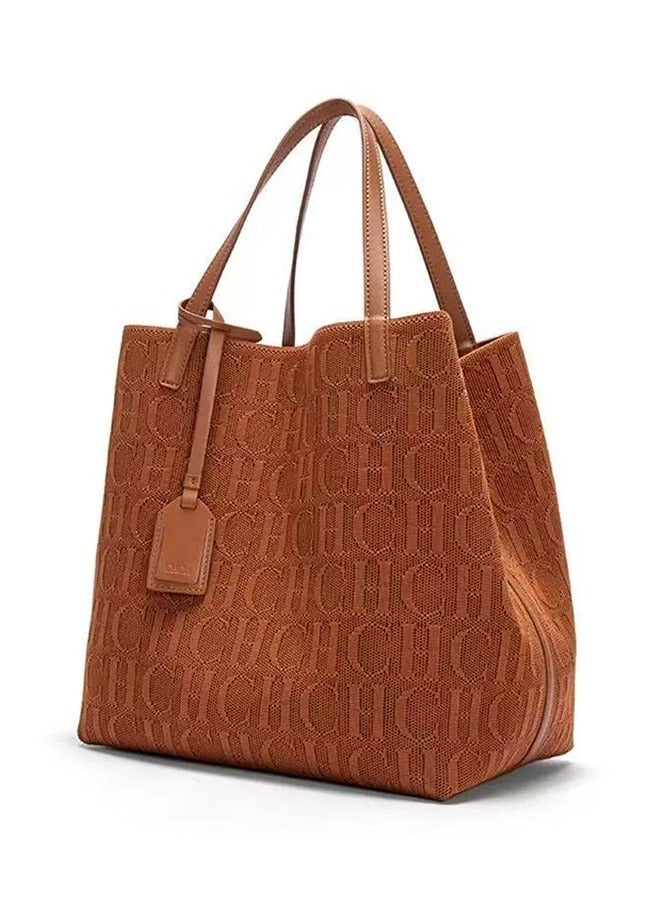 CH CH CHCH New Fashionable Design Women's Large-capacity Tote Bag Brown - Image 1