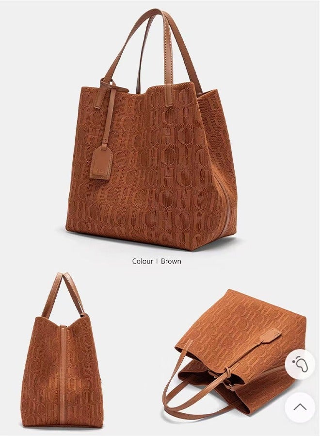 CH CH CHCH New Fashionable Design Women's Large-capacity Tote Bag Brown - Image 2