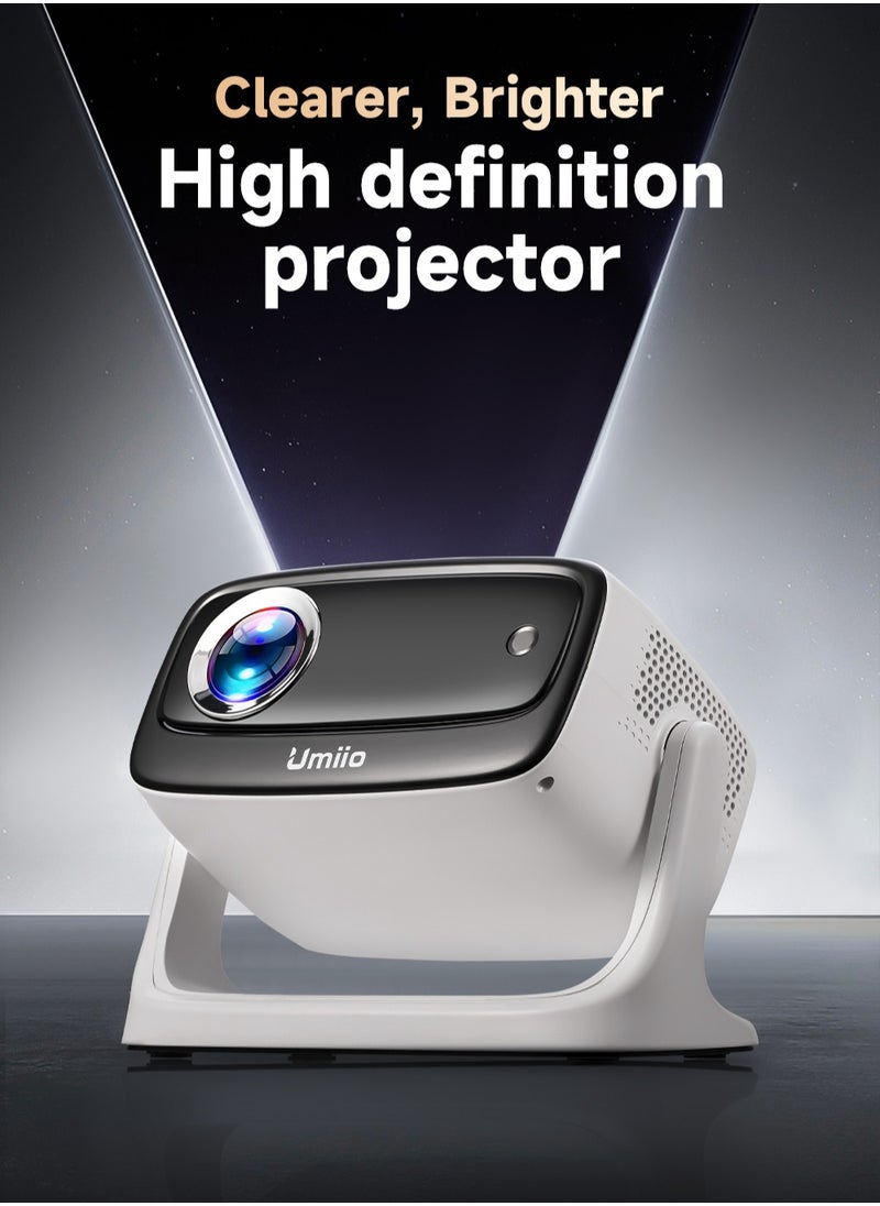 Umiio - 135° Angle Adjustable U10 Projector - Native 1080P 4K Support WiFi & Bluetooth Outdoor & Home Theater with Portable Bag Remote - White - Image 1