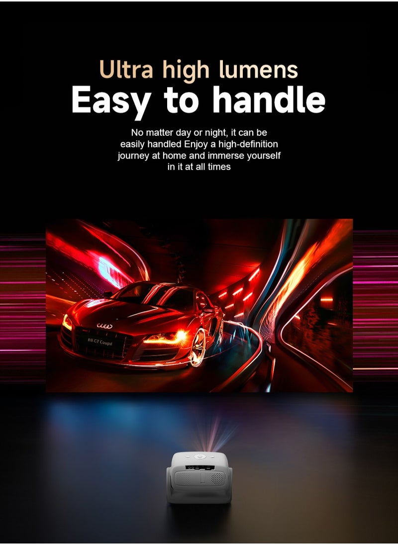 Umiio - 135° Angle Adjustable U10 Projector - Native 1080P 4K Support WiFi & Bluetooth Outdoor & Home Theater with Portable Bag Remote - White - Image 1