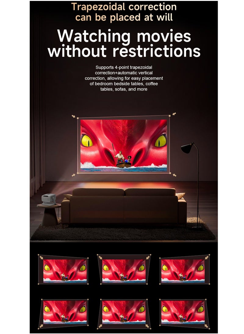 Umiio - 135° Angle Adjustable U10 Projector - Native 1080P 4K Support WiFi & Bluetooth Outdoor & Home Theater with Portable Bag Remote - White - Image 1
