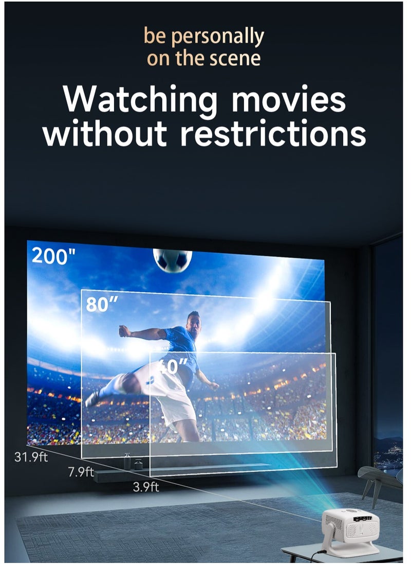 Umiio - 135° Angle Adjustable U10 Projector - Native 1080P 4K Support WiFi & Bluetooth Outdoor & Home Theater with Portable Bag Remote - White - Image 1