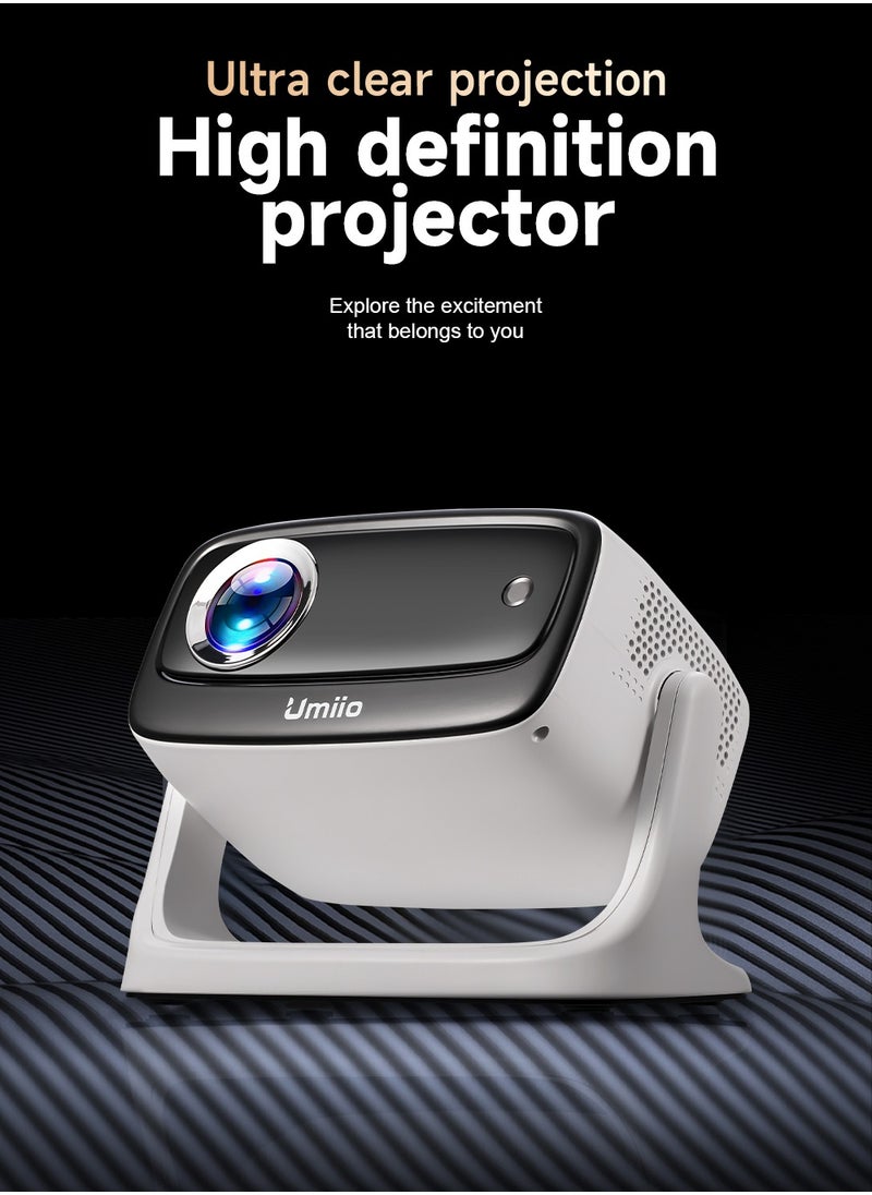 Umiio - 135° Angle Adjustable U10 Projector - Native 1080P 4K Support WiFi & Bluetooth Outdoor & Home Theater with Portable Bag Remote - White - Image 1