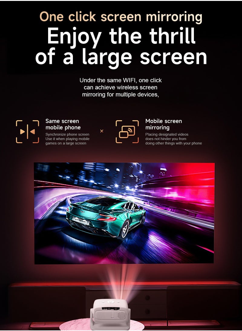 Umiio - 135° Angle Adjustable U10 Projector - Native 1080P 4K Support WiFi & Bluetooth Outdoor & Home Theater with Portable Bag Remote - White - Image 1