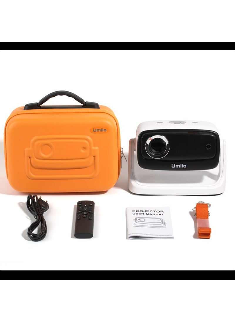Umiio - 135° Angle Adjustable U10 Projector - Native 1080P 4K Support WiFi & Bluetooth Outdoor & Home Theater with Portable Bag Remote - White - Image 1
