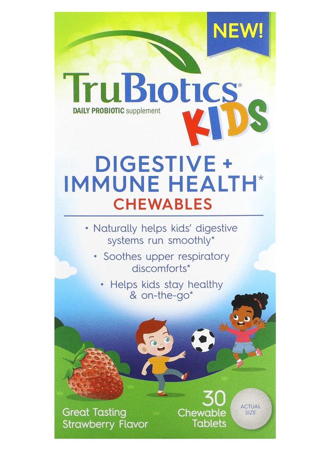 TruBiotics Kids Digestive + Immune Health Chewables Strawberry 30 Chewable Tablets