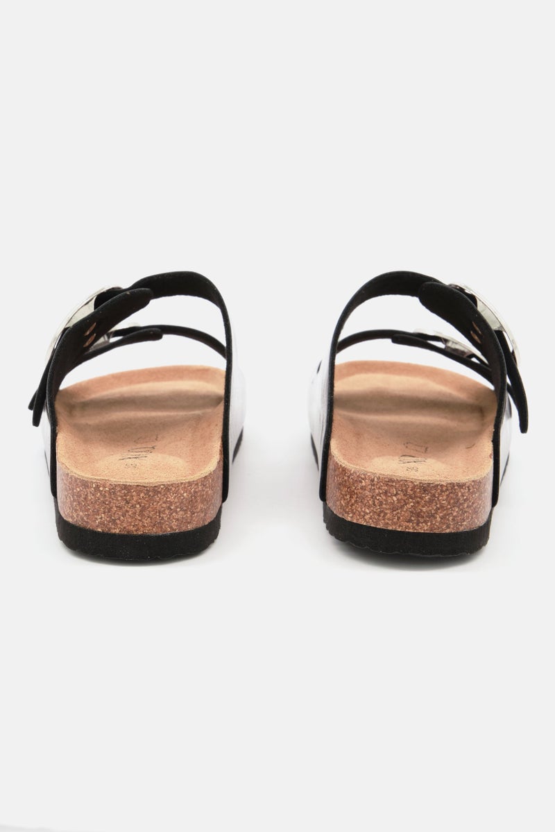 XOXO Women Slip On Cork Sandals, Metallic Silver  - Image 2