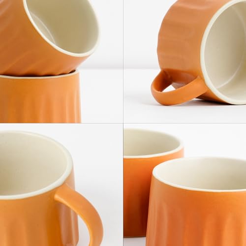 Shay Ceramic Line Cappuccino Cup, Set of 2, Brown, 270ml | Cappuccino Cup | Matte Finish | Large Cup for Coffee | Ceramic Cup | Premium Stoneware Coffee Cup | Microwave Safe (Line Cappuccino - Brown) - Image 3