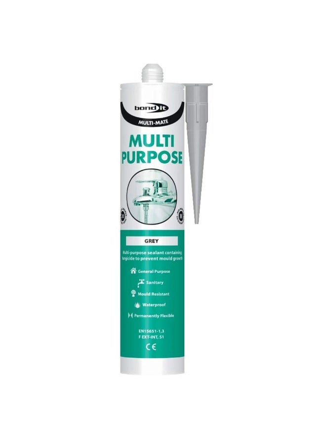 Bond It Bond-It Multi-Mate General Purphose Silicone - Sanitary, Mould Resistant, Water Proof, Permanently Flexible (Grey, EU3) - Image 1