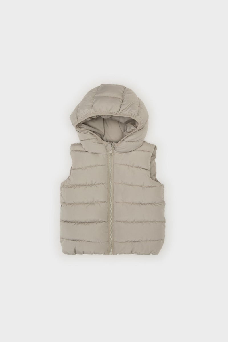 DeFacto Grey BabyBoy Baby Boy Waterproof Hooded Zippered Puffer Vest Casual - Image 2