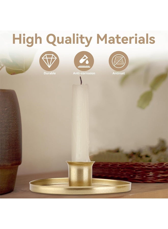 DUNISO 2Pcs Metal Taper Candle Holder, Candle Holders for Candlesticks Retro Iron Taper Candle Holders with Handle Emergency Candle Holder，Gold  - Image 2