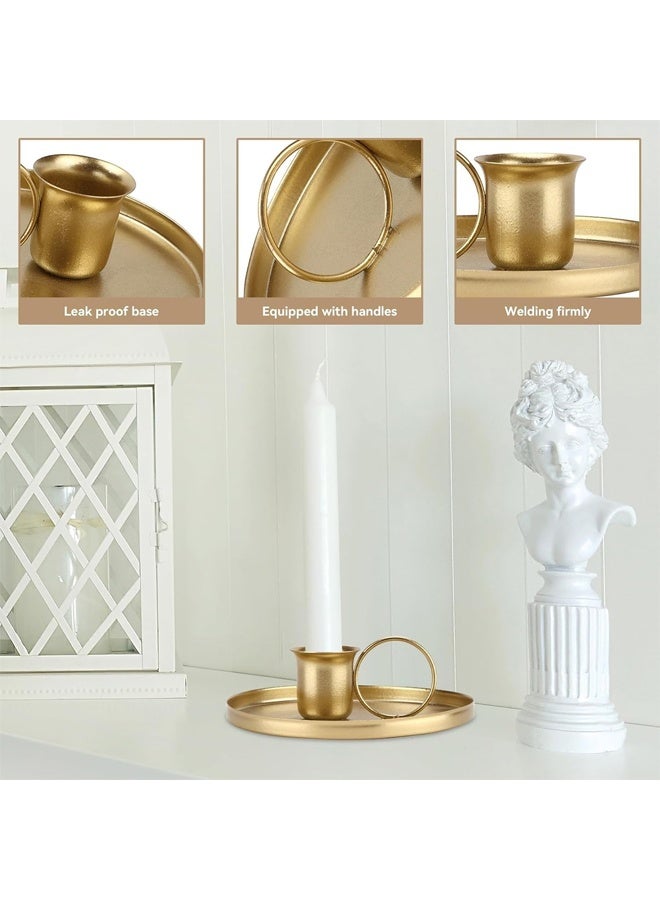 DUNISO 2Pcs Metal Taper Candle Holder, Candle Holders for Candlesticks Retro Iron Taper Candle Holders with Handle Emergency Candle Holder，Gold  - Image 5
