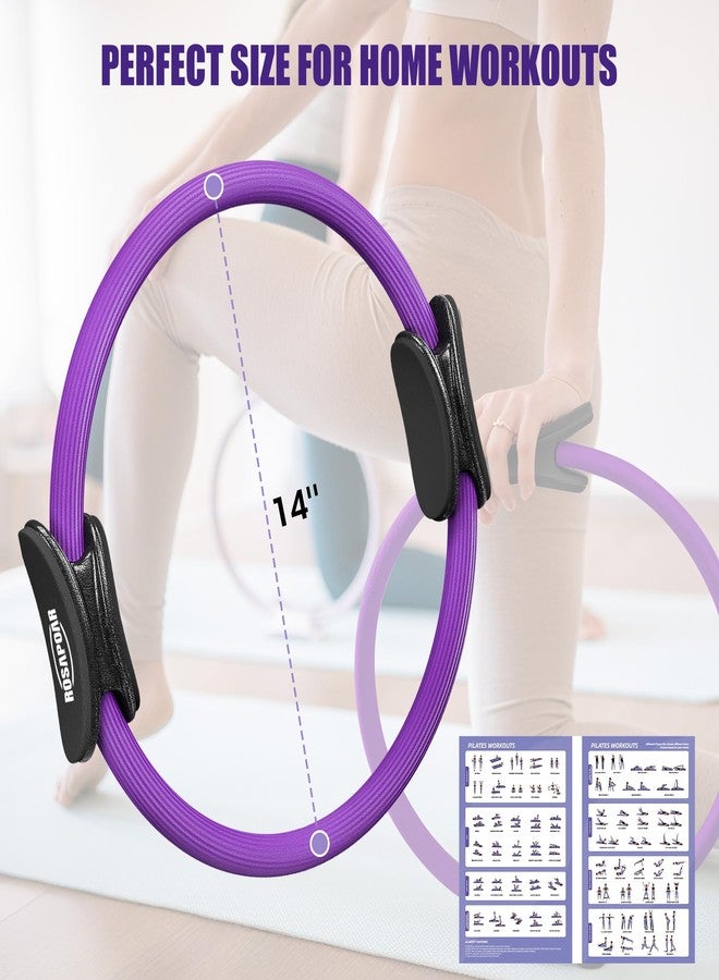 ROSAPOAR Pilates Kit - 14" Pilates Essentials Kit for Women, Pilates Ring Set - Magic Circle with 9'' Yoga Ball for Home Workouts, Toning & Core Sculpting Pilates Equipment - Purple - Image 2