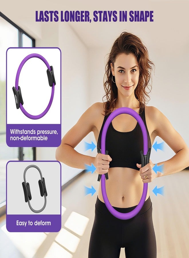 ROSAPOAR Pilates Kit - 14" Pilates Essentials Kit for Women, Pilates Ring Set - Magic Circle with 9'' Yoga Ball for Home Workouts, Toning & Core Sculpting Pilates Equipment - Purple - Image 4