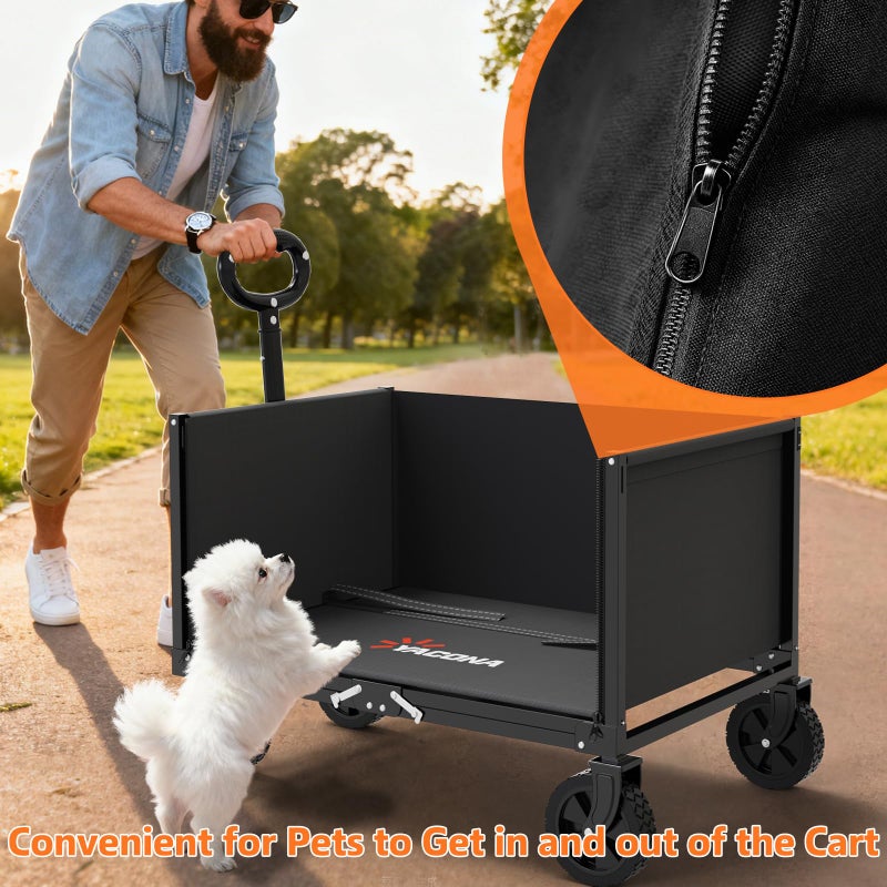 Semoprus YACONA 3 in 1 Wagons Carts Foldable, 360LBS Lightweight Wagon with All Terrain Wheels, Collapsible Wagon Cart for Grocery, Camping, Beach, Garden & Sports - Image 3