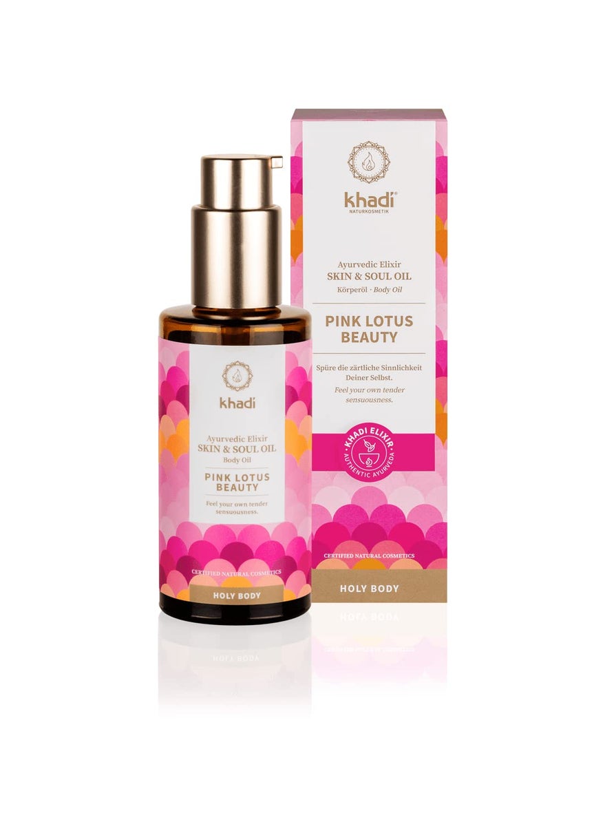 Khadi khadi PINK LOTUS BEAUTY Ayurvedic Elixir Skin  Soul Body Oil 100 Natural Herbal  Vegan Awakens the Senses Helps to promote Balance Moisturize  Hydration of the Skin 338 oz 